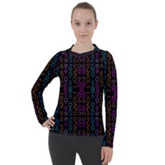 Neon Geometric Seamless Pattern Women s Pique Long Sleeve Tee