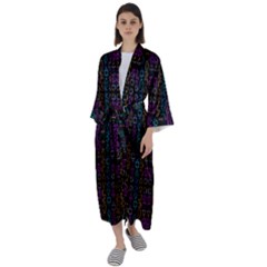 Neon Geometric Seamless Pattern Maxi Satin Kimono