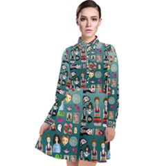 Kawaiicollagepattern2 Long Sleeve Chiffon Shirt Dress by snowwhitegirl