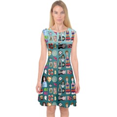 Kawaiicollagepattern2 Capsleeve Midi Dress by snowwhitegirl