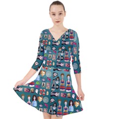 Kawaiicollagepattern2 Quarter Sleeve Front Wrap Dress by snowwhitegirl