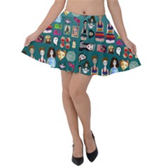 Kawaiicollagepattern2 Velvet Skater Skirt by snowwhitegirl