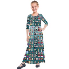 Kawaiicollagepattern2 Kids  Quarter Sleeve Maxi Dress by snowwhitegirl