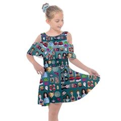 Kawaiicollagepattern2 Kids  Shoulder Cutout Chiffon Dress by snowwhitegirl