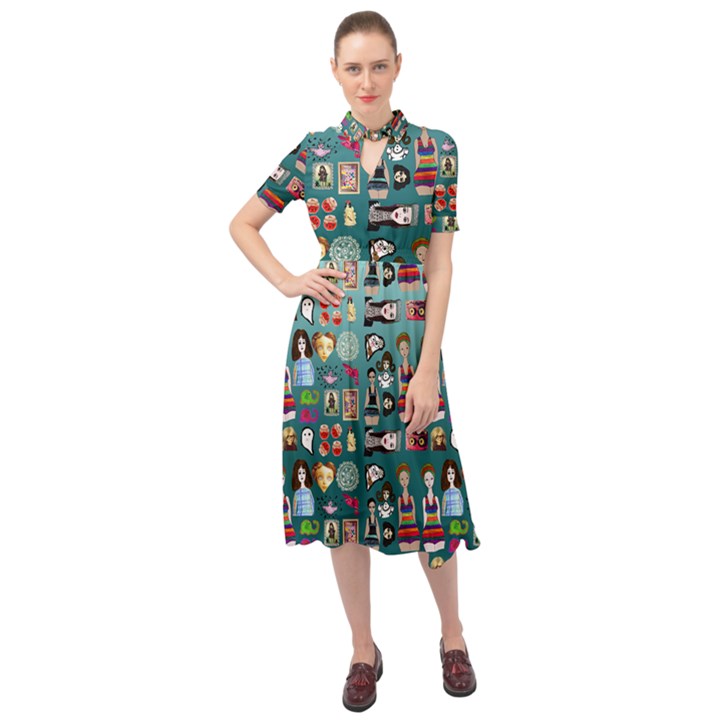 Kawaiicollagepattern2 Keyhole Neckline Chiffon Dress