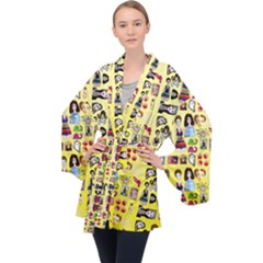 Kawaiicollagepattern3 Long Sleeve Velvet Kimono 