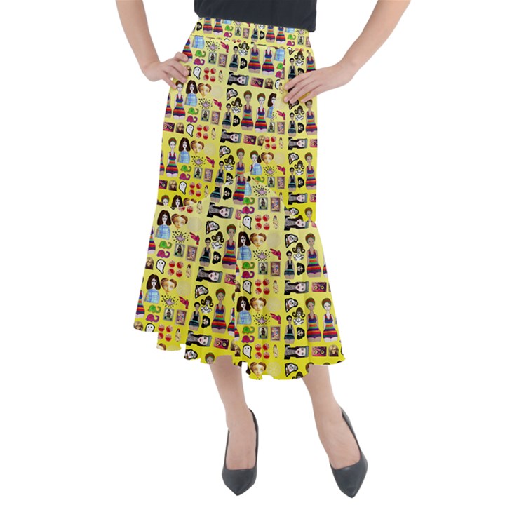 Kawaiicollagepattern3 Midi Mermaid Skirt