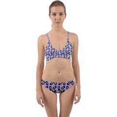 Goth Girl In Blue Dress Lilac Pattern Wrap Around Bikini Set by snowwhitegirl