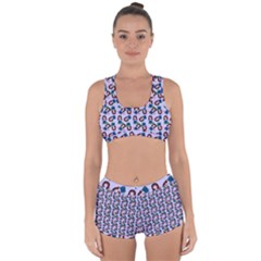 Goth Girl In Blue Dress Lilac Pattern Racerback Boyleg Bikini Set