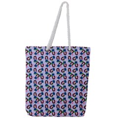 Goth Girl In Blue Dress Lilac Pattern Full Print Rope Handle Tote (large) by snowwhitegirl