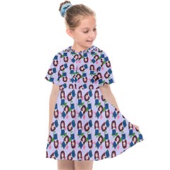 Goth Girl In Blue Dress Lilac Pattern Kids  Sailor Dress