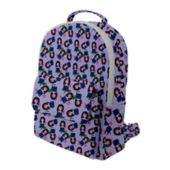 Goth Girl In Blue Dress Lilac Pattern Flap Pocket Backpack (large) by snowwhitegirl