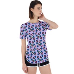 Goth Girl In Blue Dress Lilac Pattern Perpetual Short Sleeve T-shirt