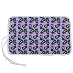 Goth Girl In Blue Dress Lilac Pattern Pen Storage Case (l)