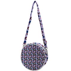 Goth Girl In Blue Dress Lilac Pattern Crossbody Circle Bag by snowwhitegirl