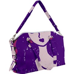 Purple Cat Ear Hat Girl Floral Wall Canvas Crossbody Bag by snowwhitegirl