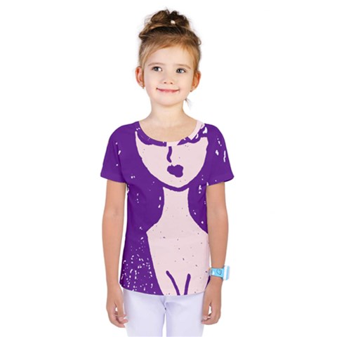 Purple Cat Ear Hat Girl Floral Wall Kids  One Piece Tee by snowwhitegirl