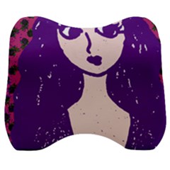 Purple Cat Ear Hat Girl Floral Wall Velour Head Support Cushion by snowwhitegirl