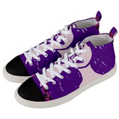 Purple Cat Ear Hat Girl Floral Wall Men s Mid-top Canvas Sneakers by snowwhitegirl