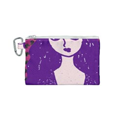 Purple Cat Ear Hat Girl Floral Wall Canvas Cosmetic Bag (small) by snowwhitegirl