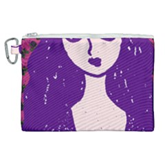 Purple Cat Ear Hat Girl Floral Wall Canvas Cosmetic Bag (xl) by snowwhitegirl