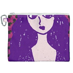 Purple Cat Ear Hat Girl Floral Wall Canvas Cosmetic Bag (xxl) by snowwhitegirl