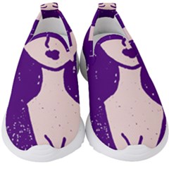 Purple Cat Ear Hat Girl Floral Wall Kids  Slip On Sneakers by snowwhitegirl