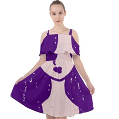 Purple Cat Ear Hat Girl Floral Wall Cut Out Shoulders Chiffon Dress