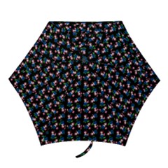 Goth Girl In Blue Dress Black Pattern Mini Folding Umbrellas by snowwhitegirl