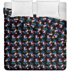 Goth Girl In Blue Dress Black Pattern Duvet Cover Double Side (king Size) by snowwhitegirl