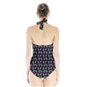 Goth Girl In Blue Dress Black Pattern Halter Swimsuit View2