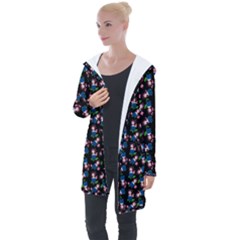 Goth Girl In Blue Dress Black Pattern Longline Hooded Cardigan by snowwhitegirl