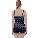 Goth Girl In Blue Dress Black Pattern Tie Front Two Piece Tankini View2