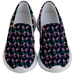 Goth Girl In Blue Dress Black Pattern Kids Lightweight Slip Ons by snowwhitegirl