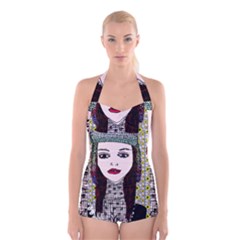 Chris Wall Boyleg Halter Swimsuit  by snowwhitegirl