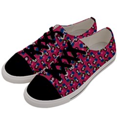 Goth Girl In Blue Dress Pink Pattern Men s Low Top Canvas Sneakers by snowwhitegirl