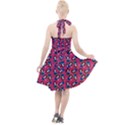 Goth Girl In Blue Dress Pink Pattern Halter Party Swing Dress  View2