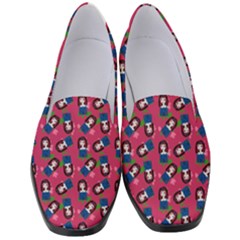 Goth Girl In Blue Dress Pink Pattern Women s Classic Loafer Heels by snowwhitegirl