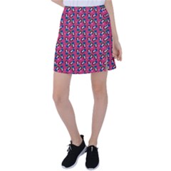 Goth Girl In Blue Dress Pink Pattern Tennis Skirt by snowwhitegirl