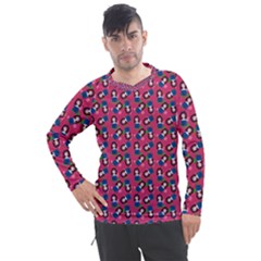 Goth Girl In Blue Dress Pink Pattern Men s Pique Long Sleeve Tee