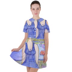 Swimmer By Pool Short Sleeve Shoulder Cut Out Dress  by snowwhitegirl