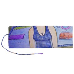 Swimmer By Pool Roll Up Canvas Pencil Holder (m) by snowwhitegirl