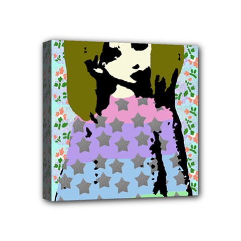 Girl With Star Striped Dress Mini Canvas 4  X 4  (stretched) by snowwhitegirl