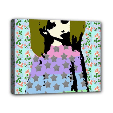 Girl With Star Striped Dress Canvas 10  X 8  (stretched)