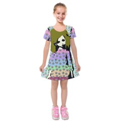 Girl With Star Striped Dress Kids  Short Sleeve Velvet Dress