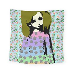 Girl With Star Striped Dress Square Tapestry (small) by snowwhitegirl