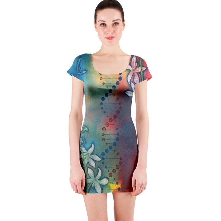 Flower Dna Short Sleeve Bodycon Dress