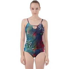 Flower Dna Cut Out Top Tankini Set