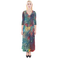 Flower Dna Quarter Sleeve Wrap Maxi Dress