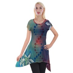 Flower Dna Short Sleeve Side Drop Tunic by RobLilly